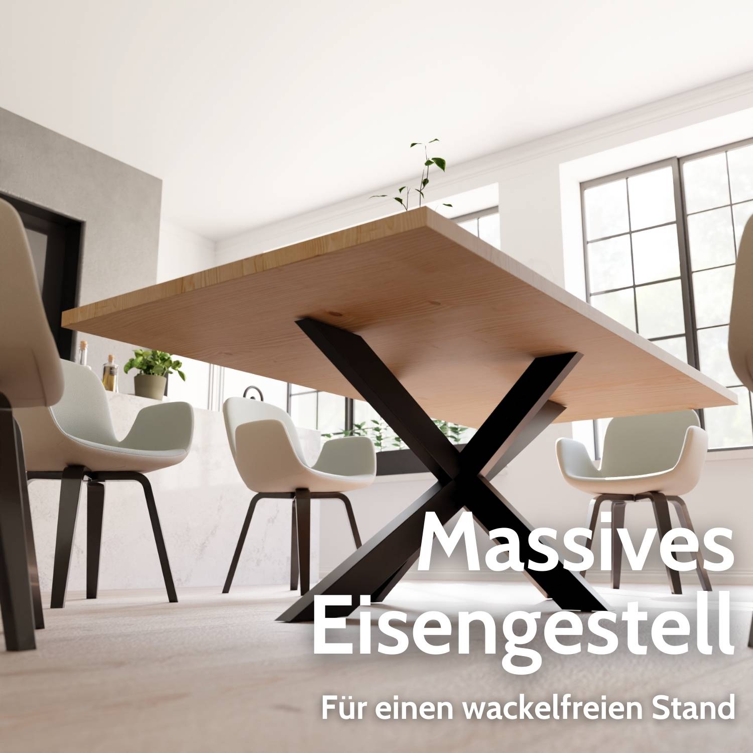 ANTON Massivholztisch mit Gestell