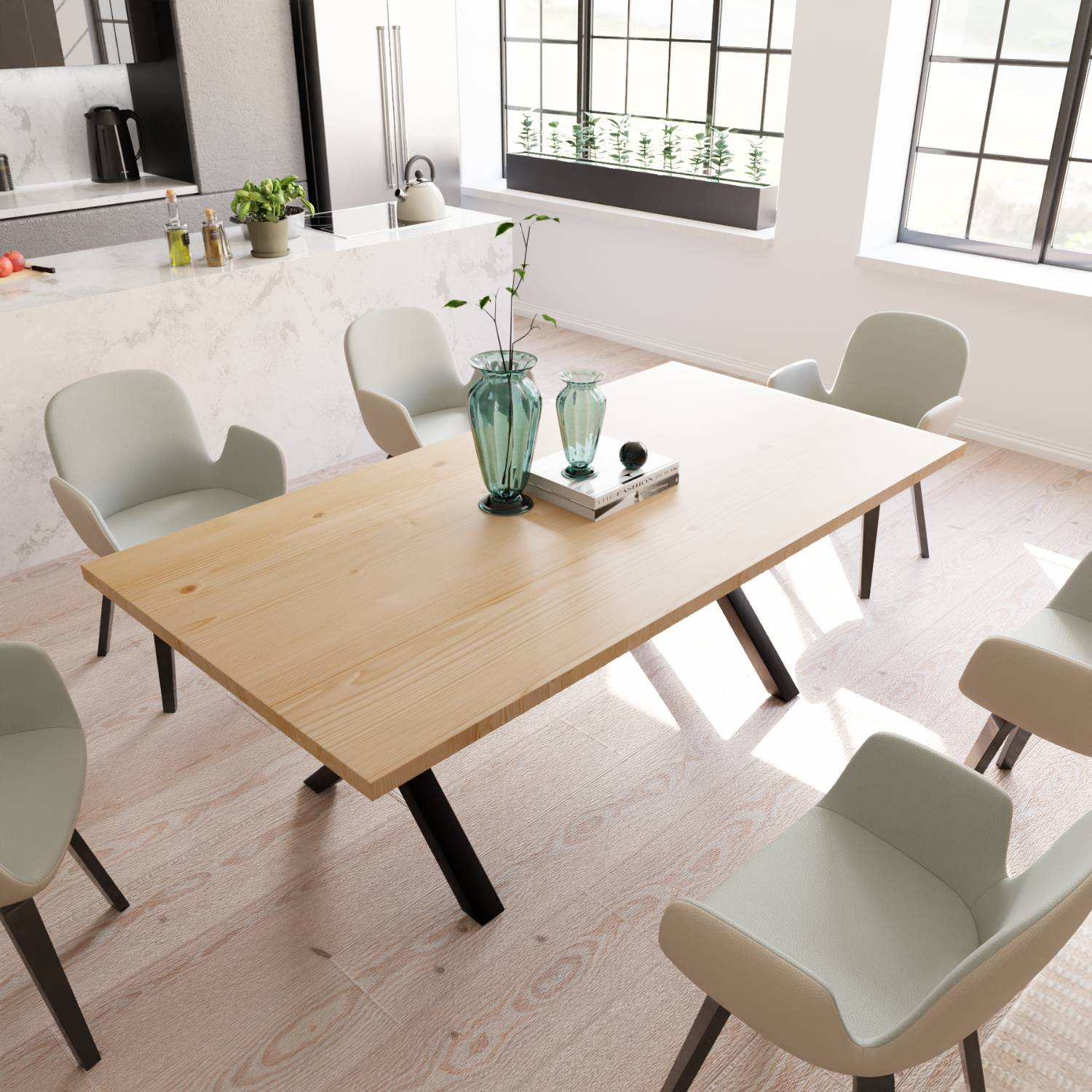 ANTON Massivholztisch mit Gestell