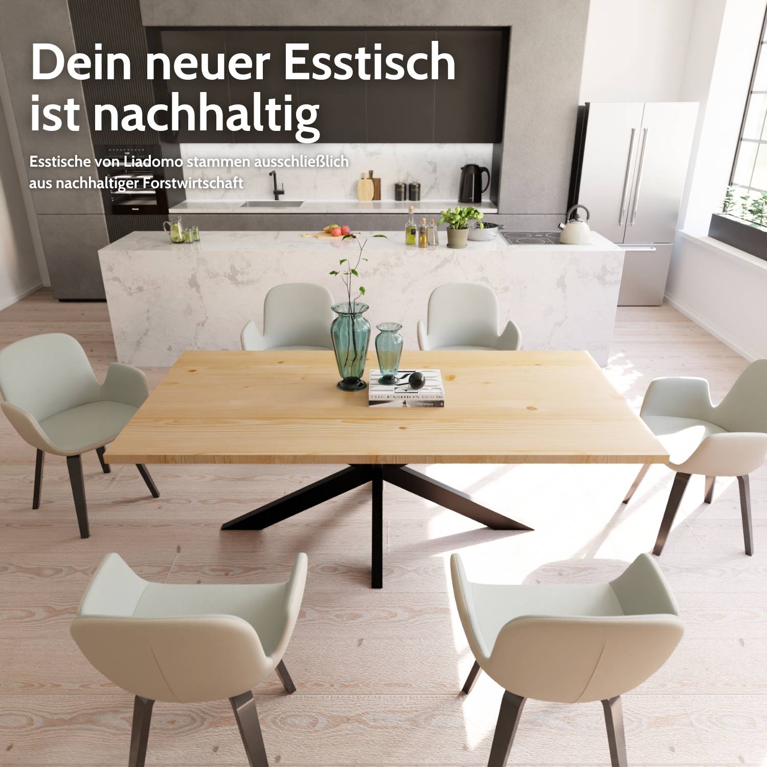 ANTON Massivholztisch mit Gestell