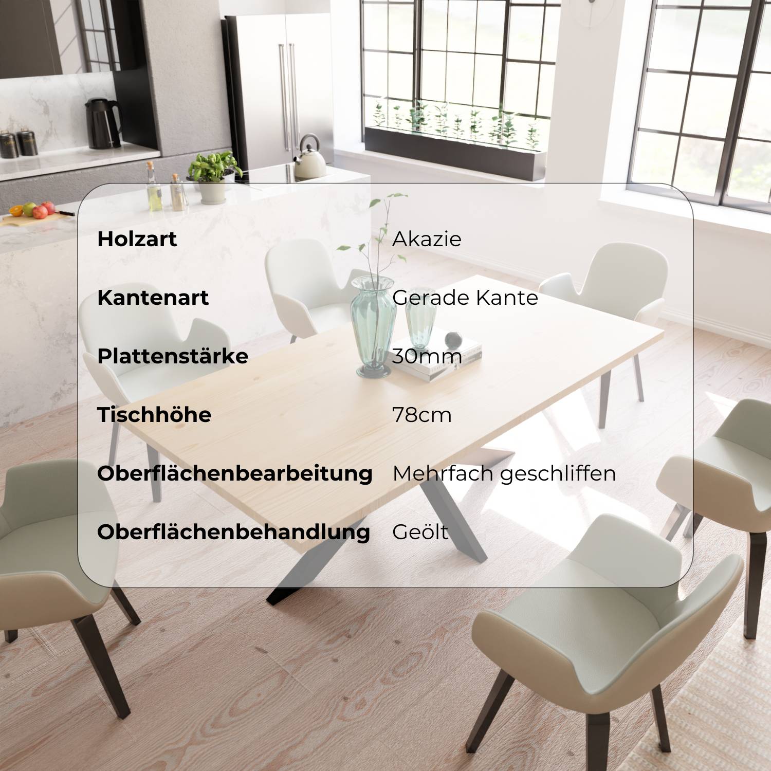 ANTON Massivholztisch mit Gestell