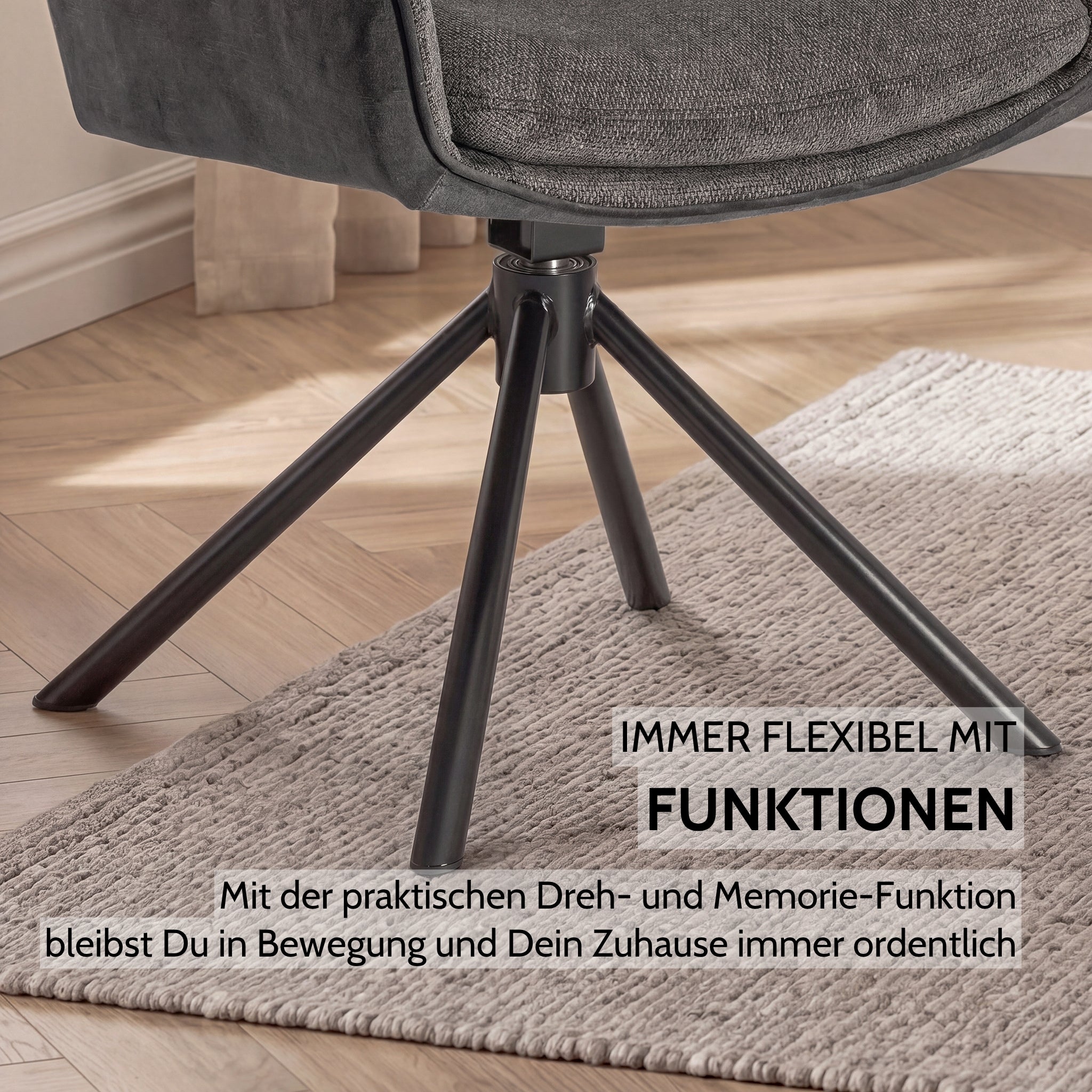 ENZO Esszimmerstuhl in zwei Farben mit Dreh- und Rückholfunktion