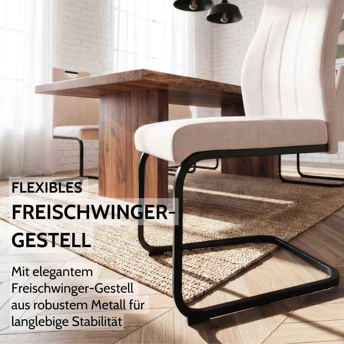 LA PAZ Esszimmerstuhl in zwei Farben mit Freischwinger-Gestell