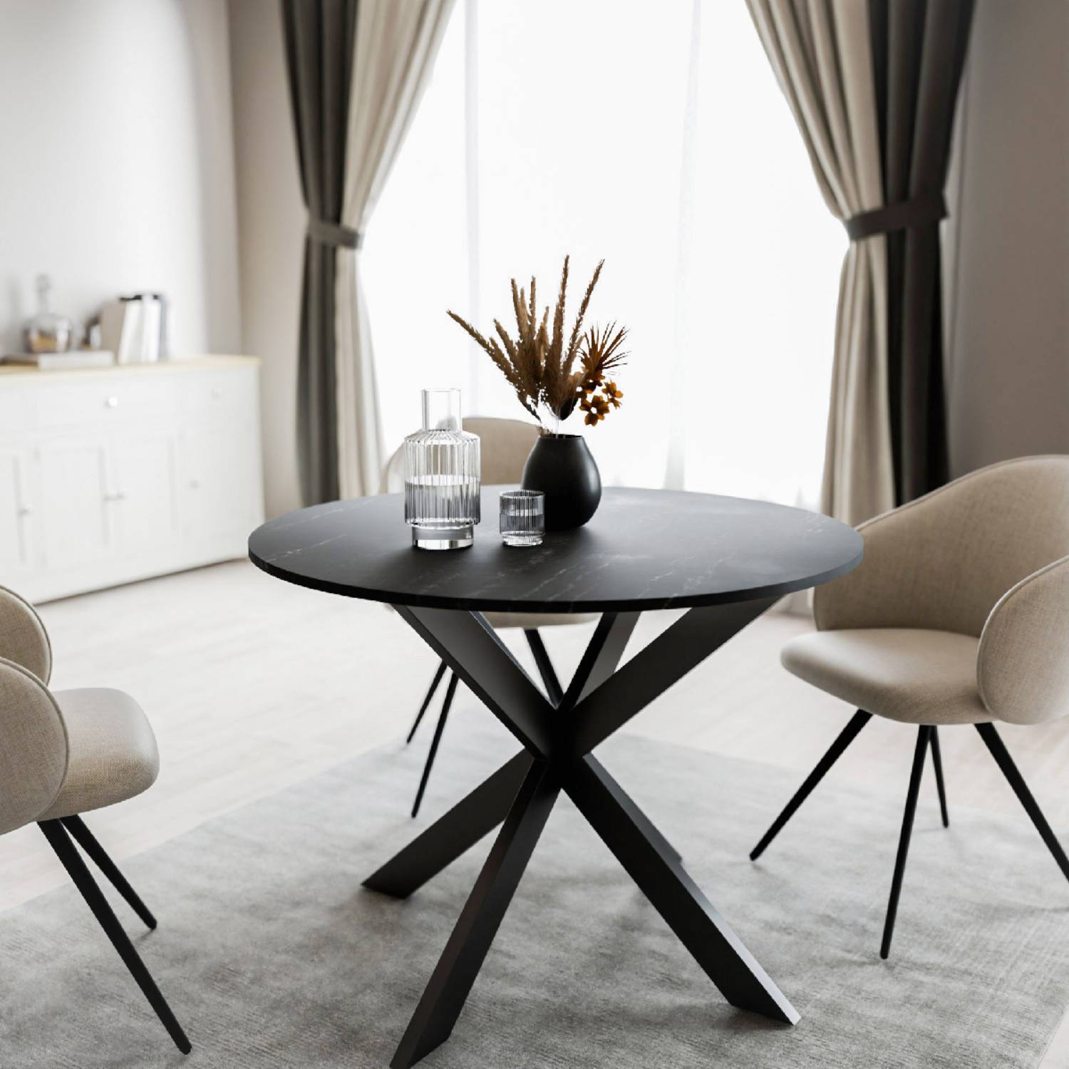 GELA runder Massivholztisch mit Gestell