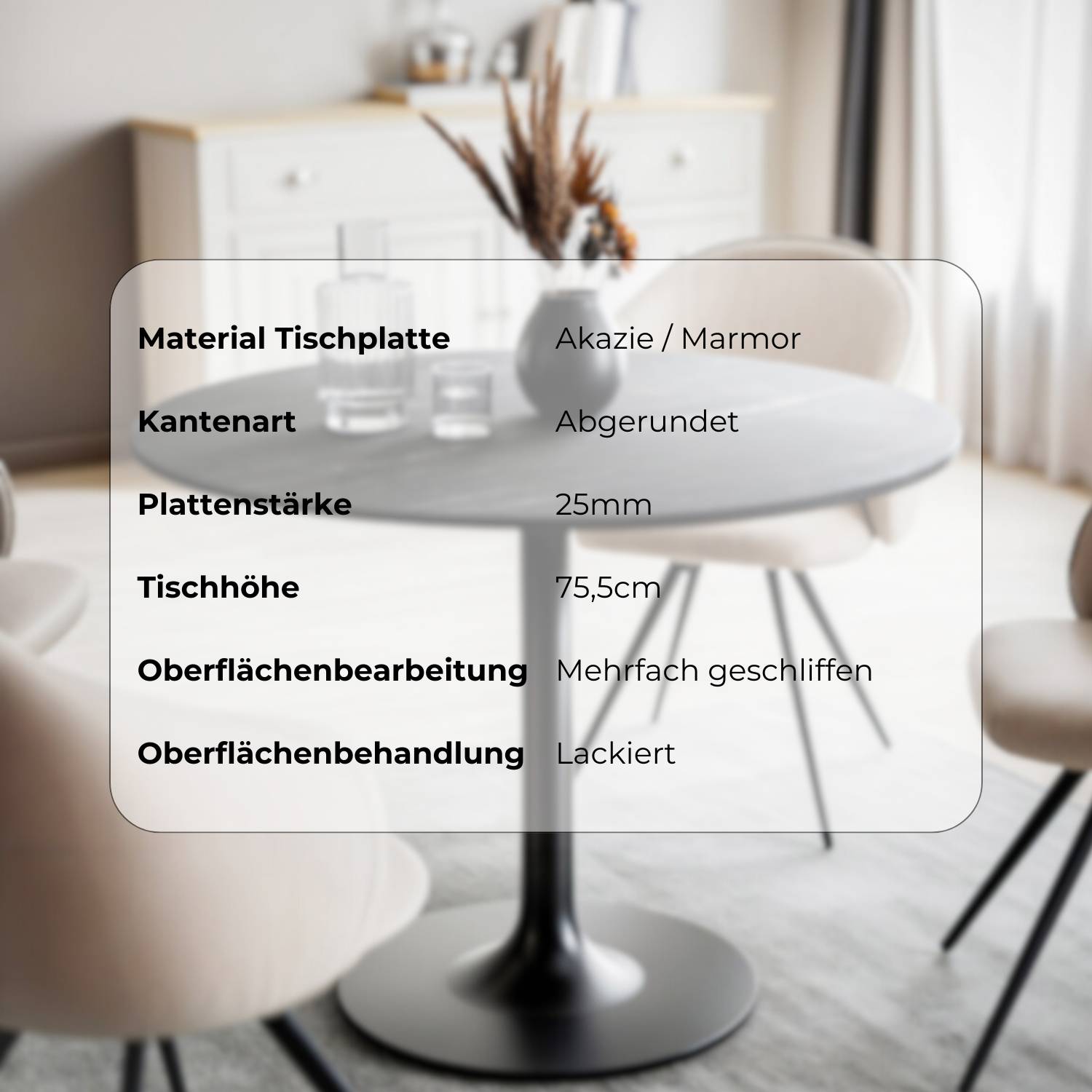 GELA runder Massivholztisch mit Gestell