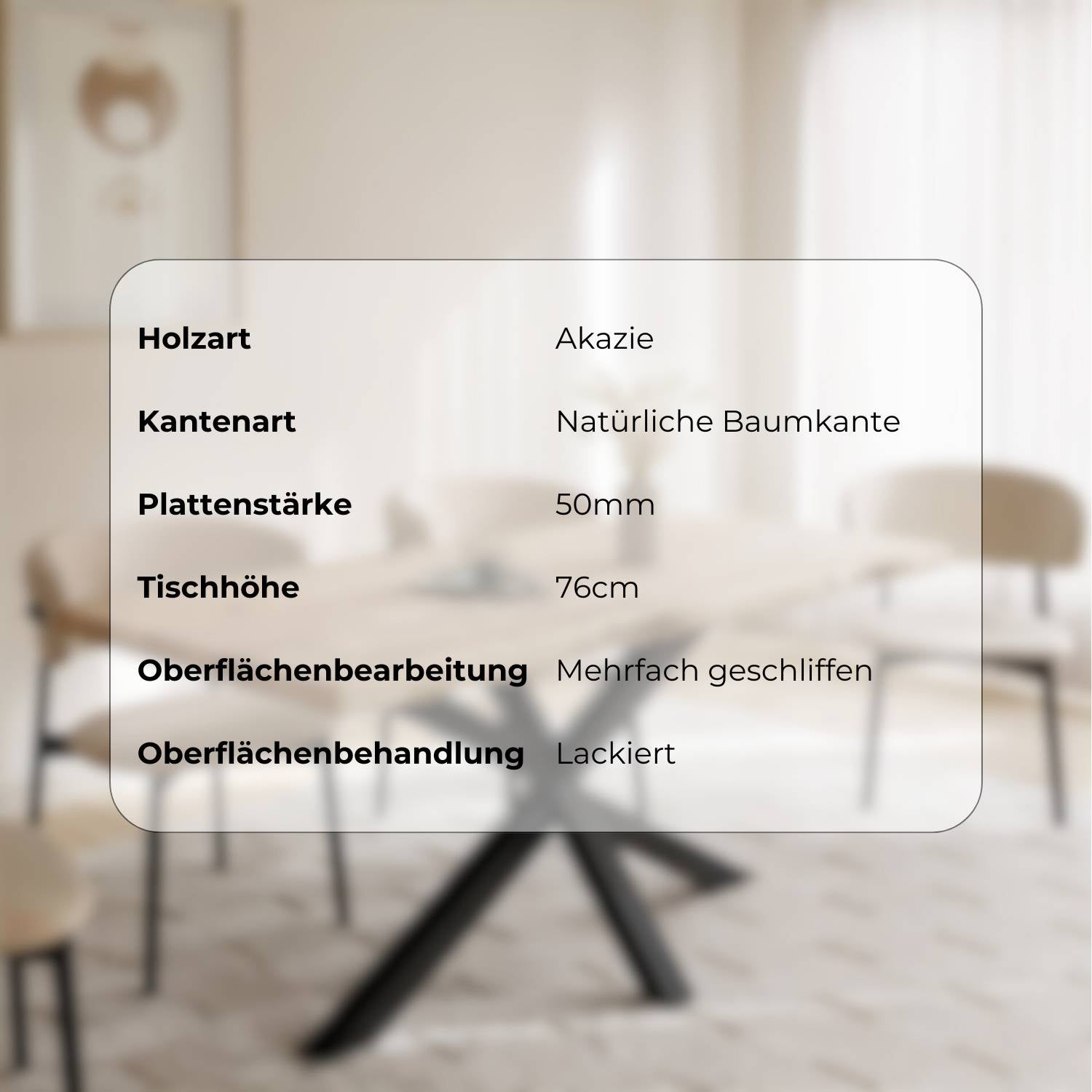 MALMÖ Massivholztisch mit Gestell