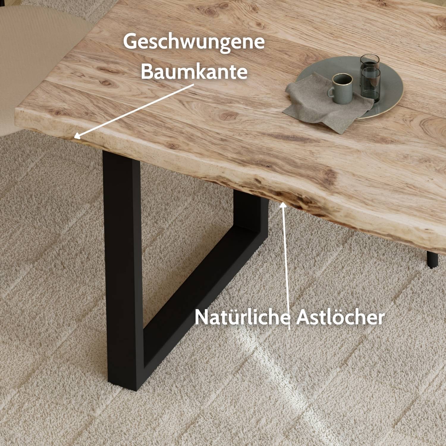 MALMÖ Massivholztisch mit Gestell