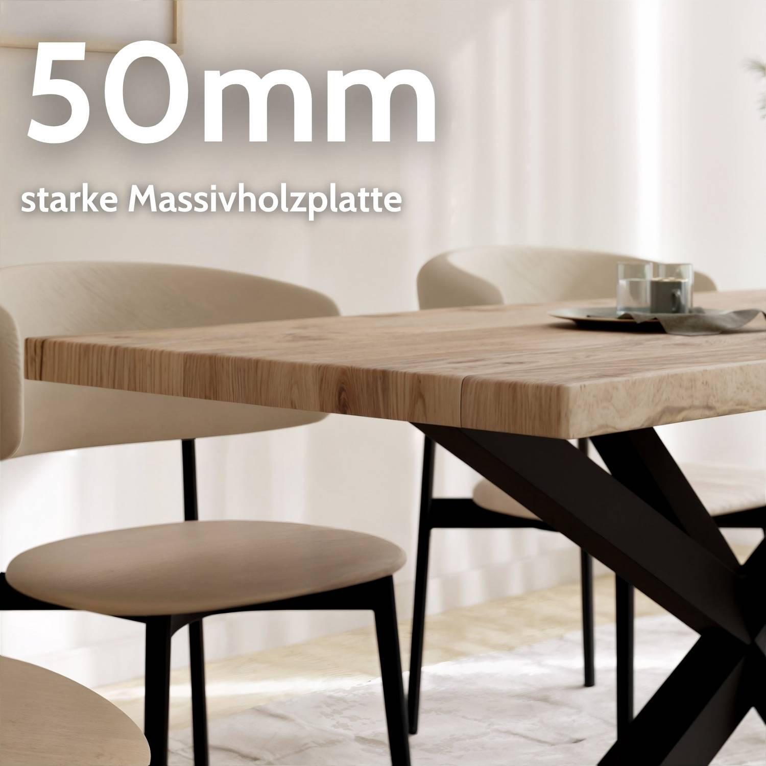MALMÖ Massivholztisch mit Gestell