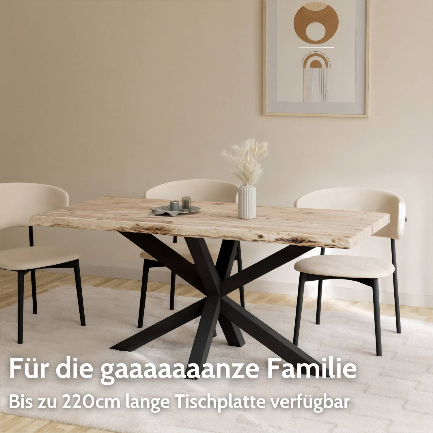 MALMÖ Massivholztisch mit Gestell