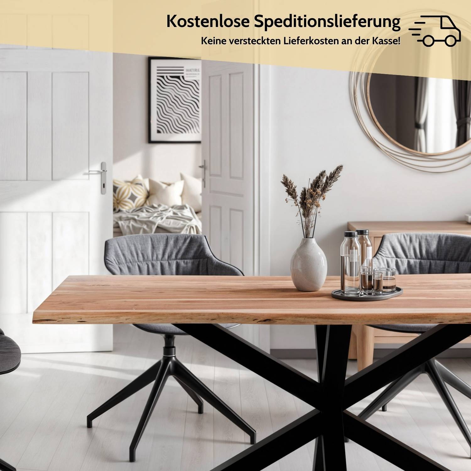 MAGNUS Massivholztisch mit Gestell