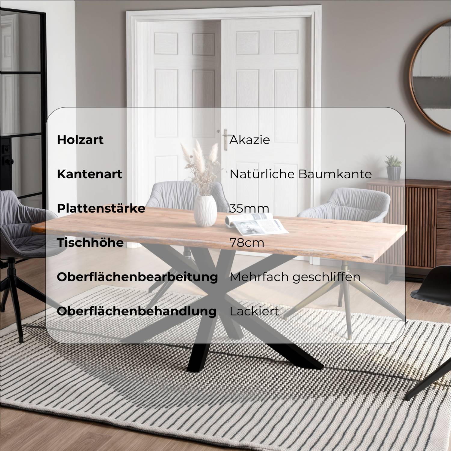 OSKAR Massivholztisch mit Gestell