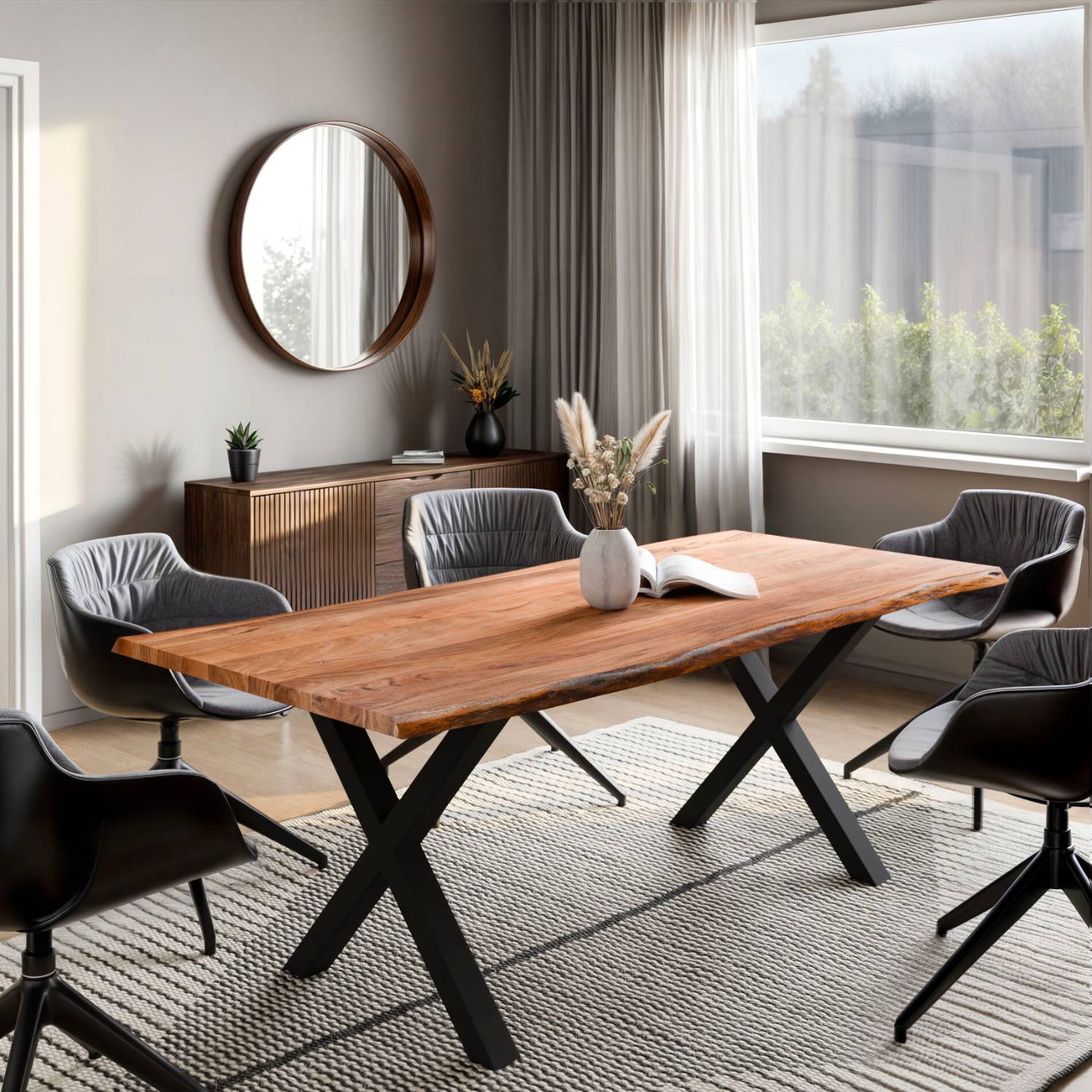 OSKAR Massivholztisch mit Gestell