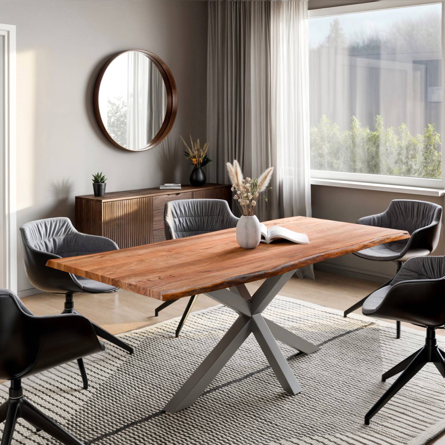 OSKAR Massivholztisch mit Gestell