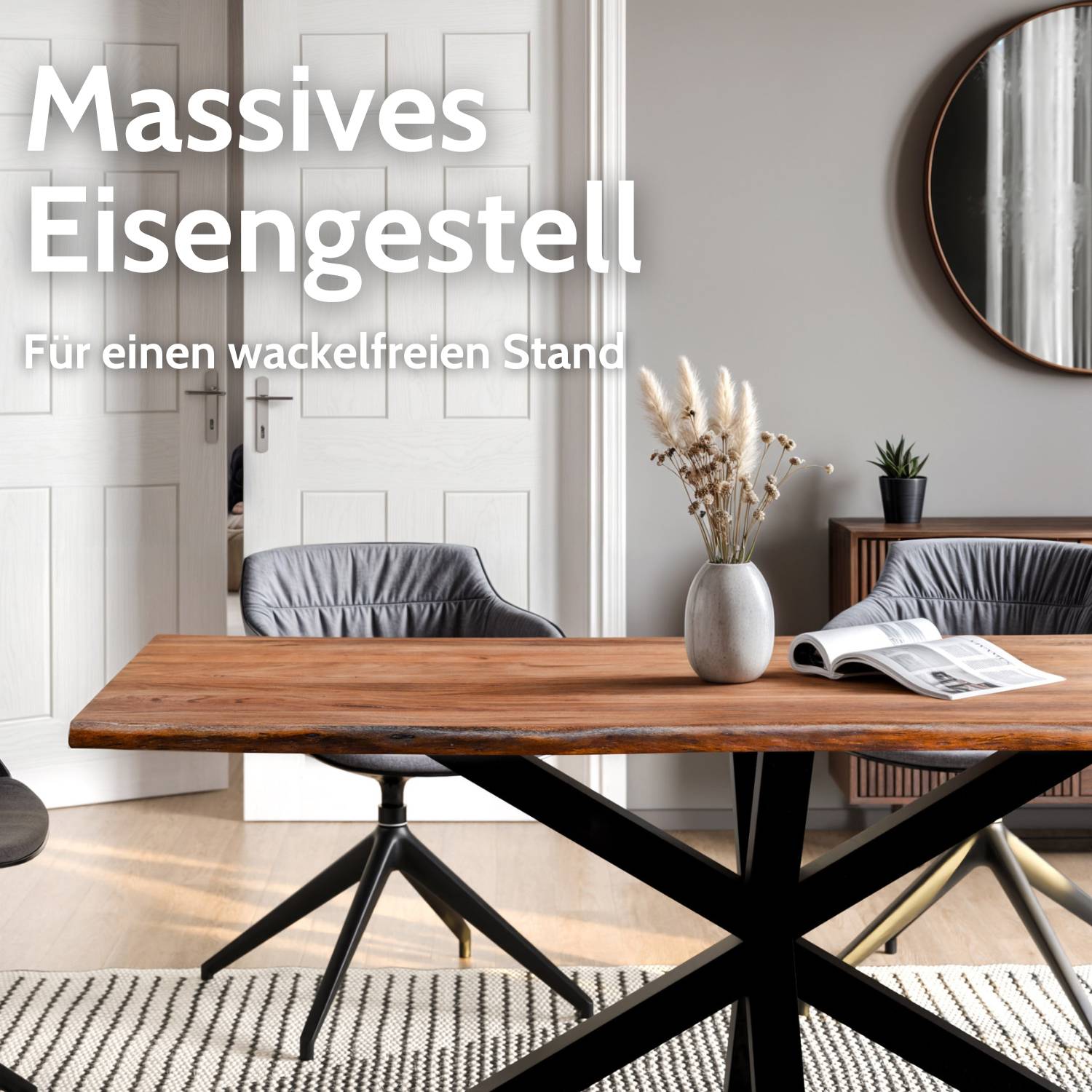 OSKAR Massivholztisch mit Gestell