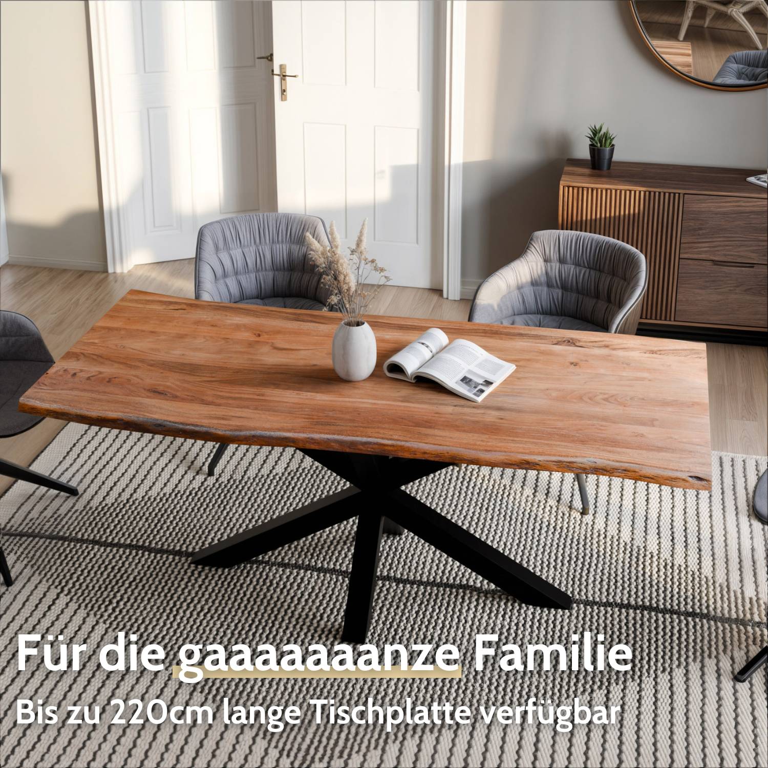 OSKAR Massivholztisch mit Gestell