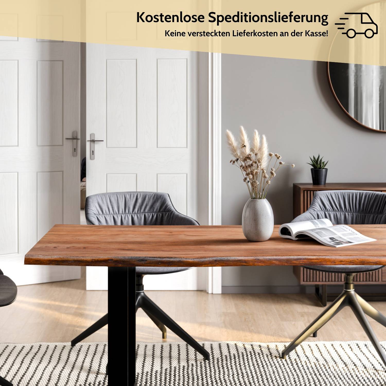 OSKAR Massivholztisch mit Gestell