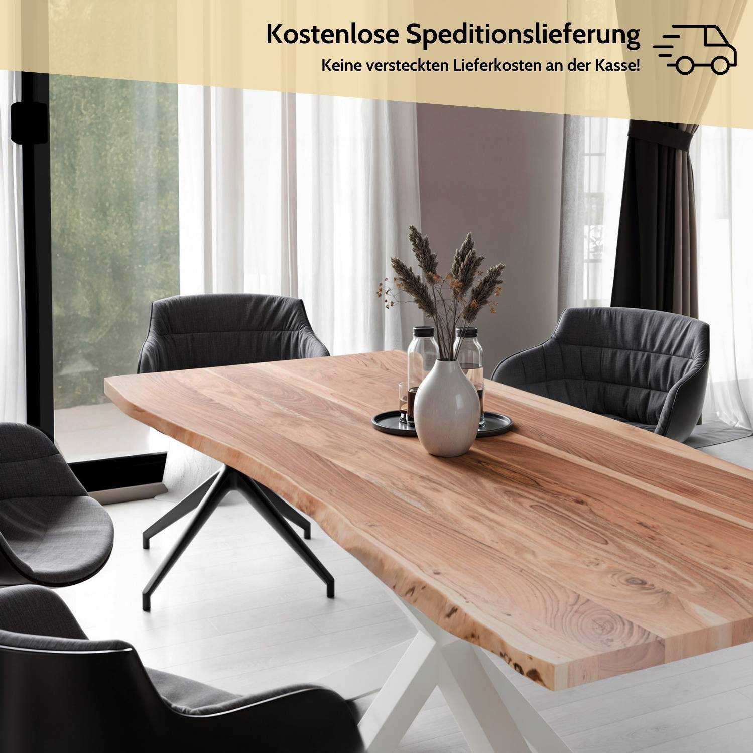 THEO Massivholztisch mit Gestell