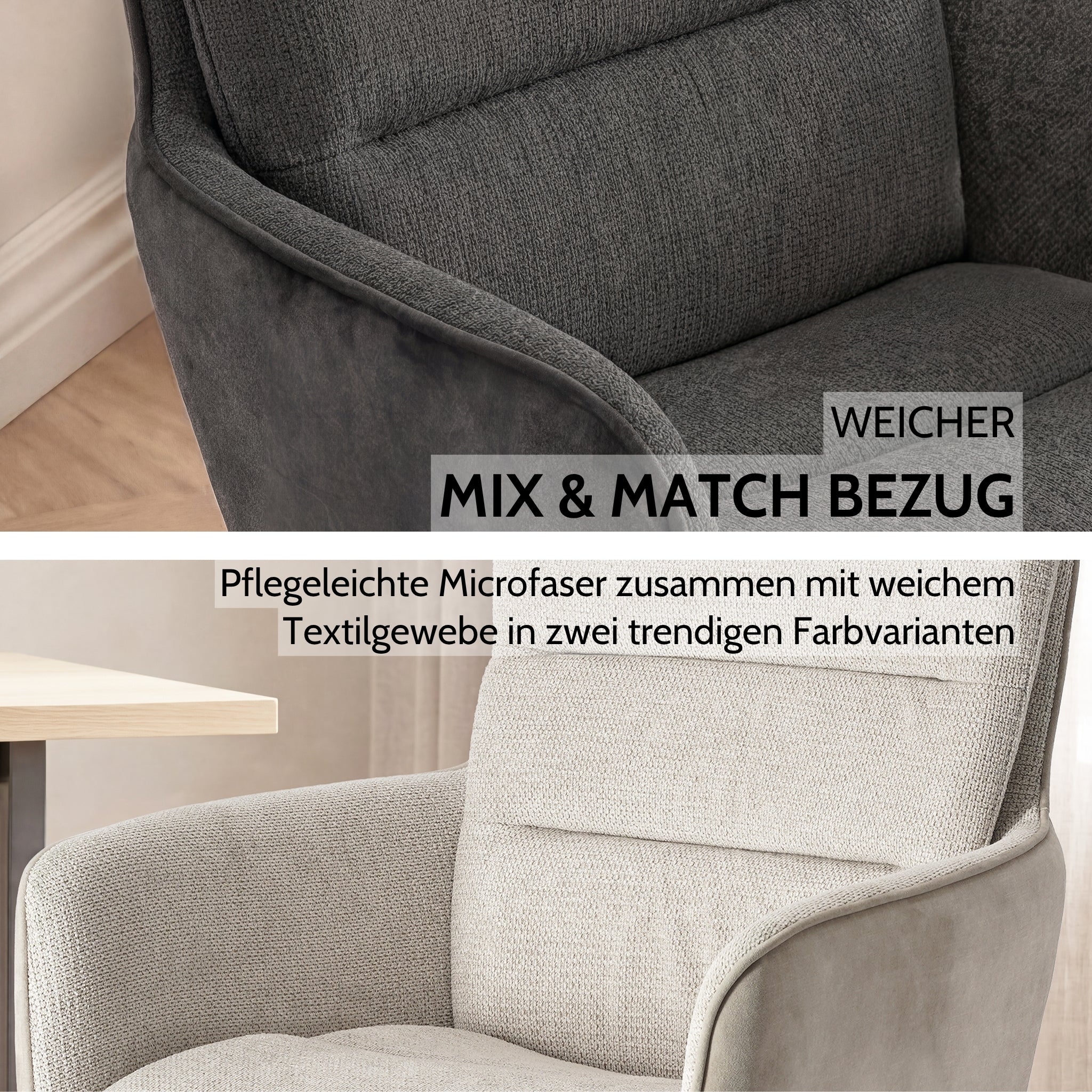 ENZO Esszimmerstuhl in zwei Farben mit Dreh- und Rückholfunktion