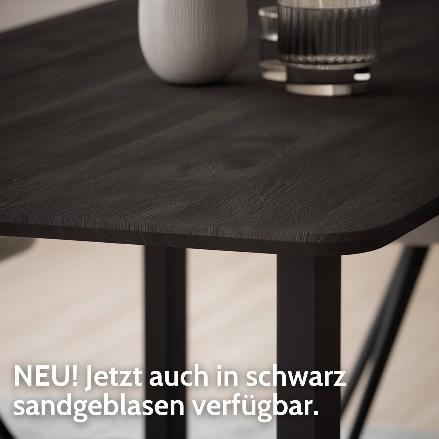 GUBIO Massivholztisch mit schweizer Kante & Gestell