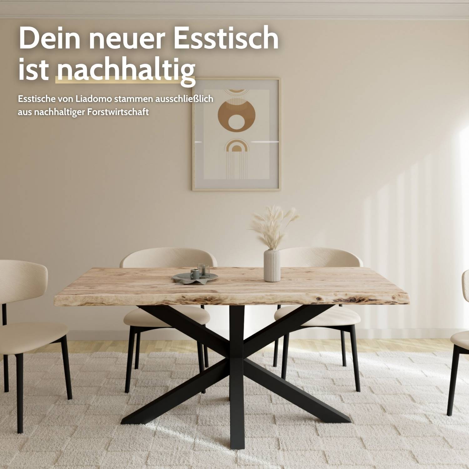 MALMÖ Massivholztisch mit Gestell