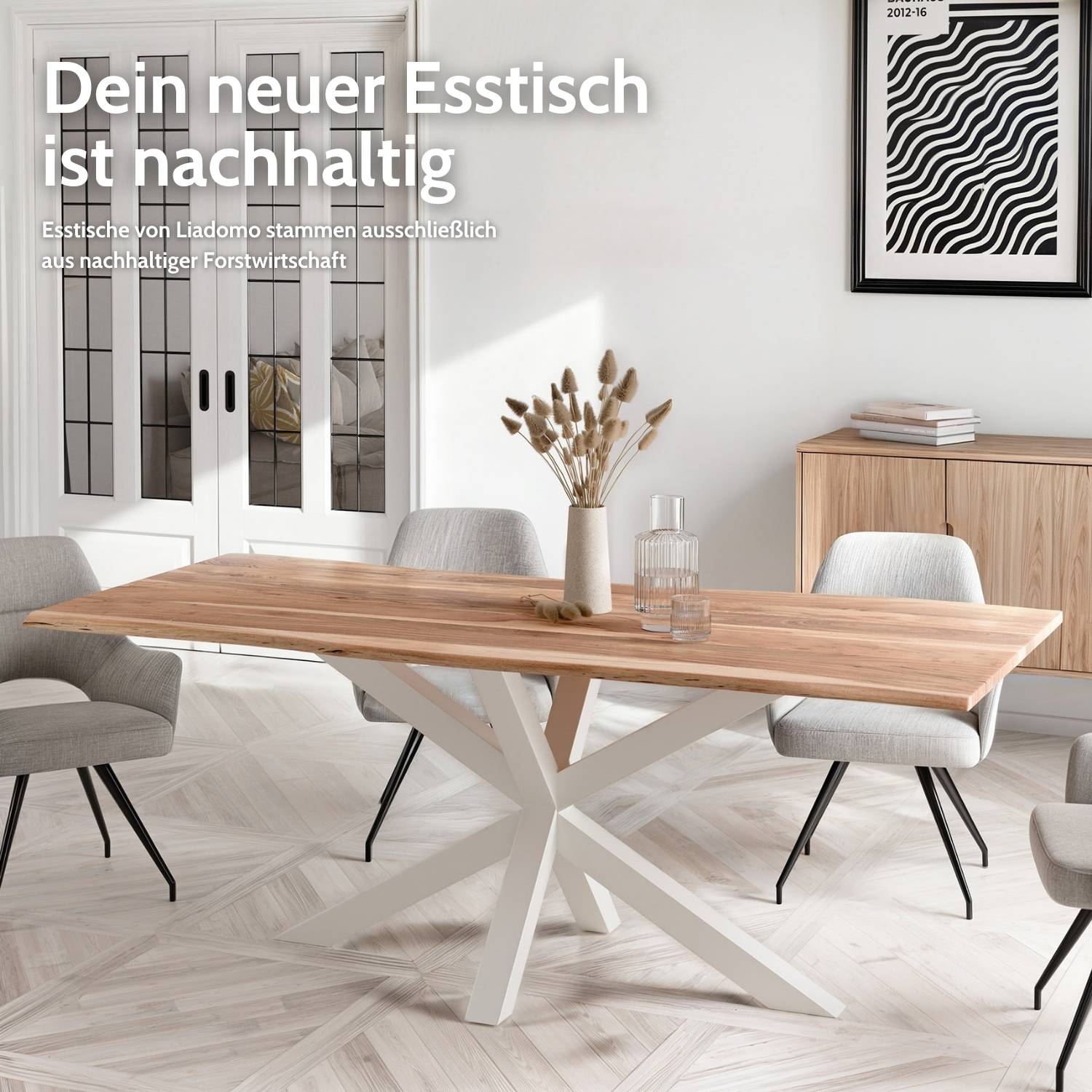 LENA Massivholztisch mit Gestell