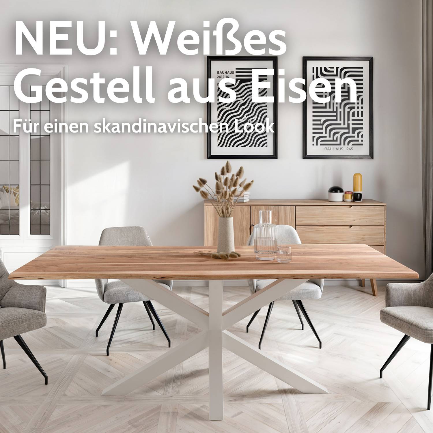 LENA Massivholztisch mit Gestell