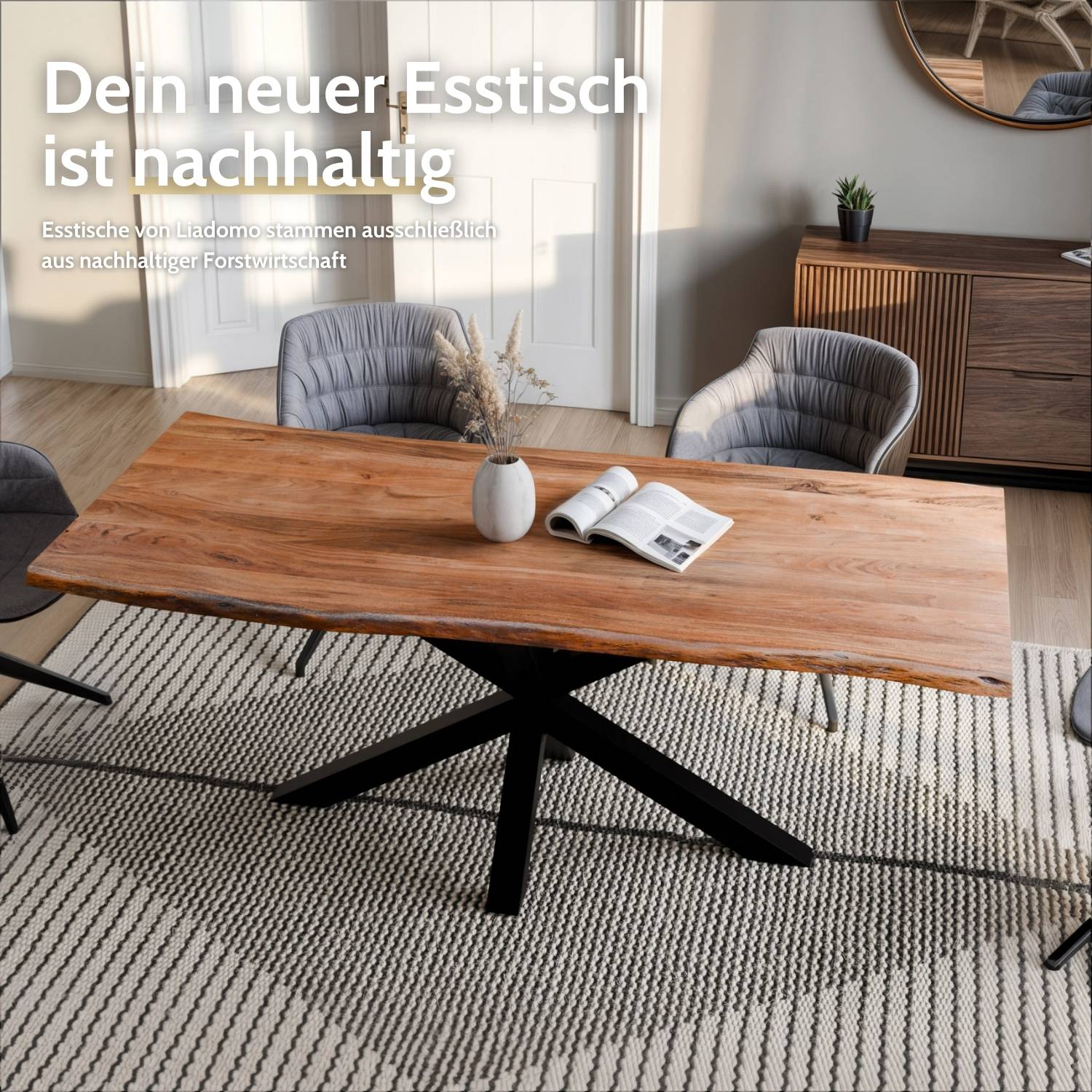 OSKAR Massivholztisch mit Gestell